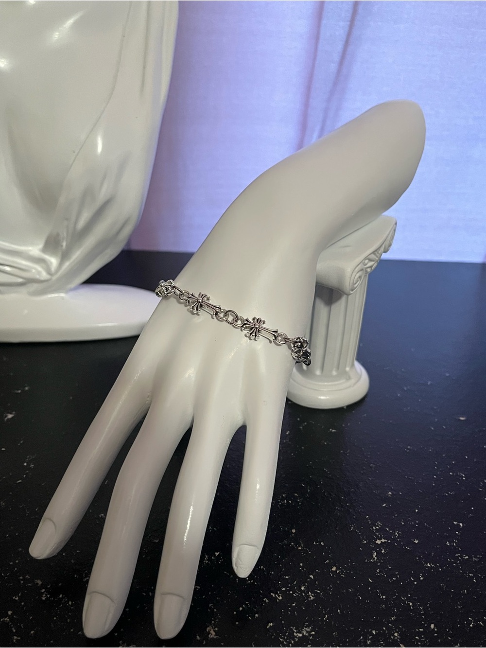 8-inch Silver-Tone Cross Link Bracelet
